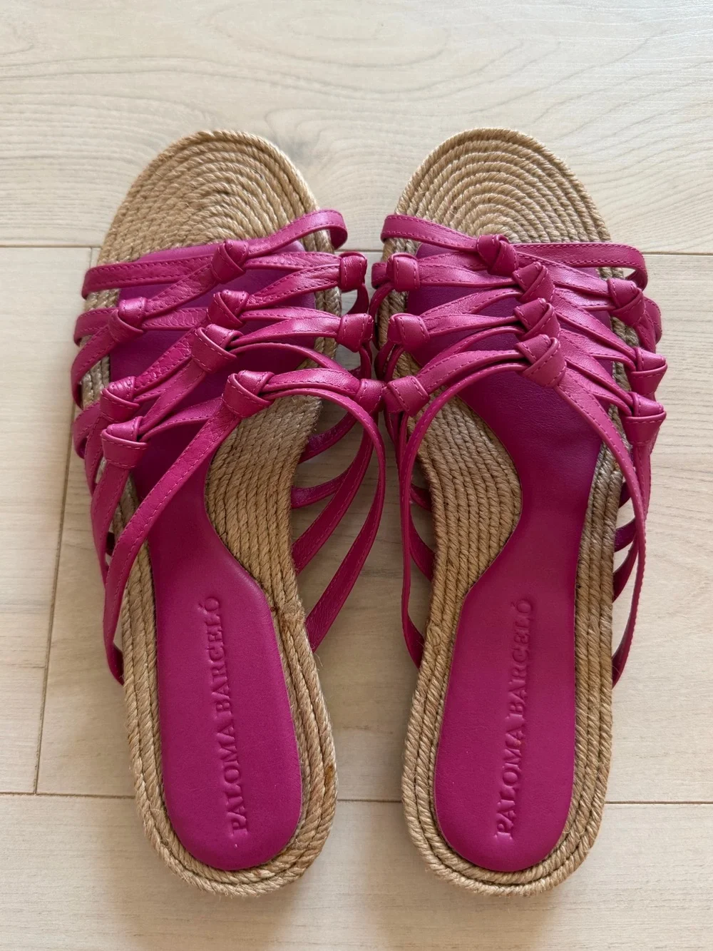 Paloma Barcelo Pink Knotted Strap Slide Sandals 37